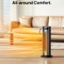 DREO - 20'' Portable Ceramic Space Heater for Home, 70° Oscillation, 12H Timer and Thermostat, 3 Heat Levels, Solaris 628 - Silver - Image 3
