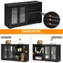 Giantex Stackable Buffet Cabinet, Kitchen Storage Cabinet with Sliding Tempered Glass Doors, Small Sideboard for Kitchen, Dining Room or Living Room, Black - Image 6