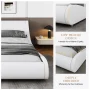 Sha Cerlin White Full Platform Bed, Leather Bed Frame with Adjustable Headboard, Adults - Image 5