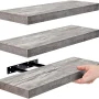 Sorbus 16.25" Gray Rustic Floating Shelves (Set of 3) – Wall Storage for Décor, Frames, Trophies - Image 1