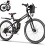 Vivi Electric Bike for Adults 26"/20" Ebike, 500W Folding Electric Bike, 20MPH Adult Electric Bicycles with Removable 48V Battery, Up to 50Miles Range, Cruise Control, Dual Shock Absorber - 26" Black Red - Image 1