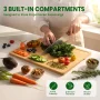 Kikcoin Cutting Board Set of 3, Bamboo Chopping Boards for Kitchen, Heavy Duty Wooden Serving Tray with Juice Groove - Image 4