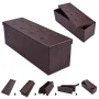 Costway 45''x15''x15'' Large Folding Storage Faux Leather Ottoman Pouffe Box Stool Brown - Image 2