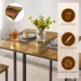 Renwick 5-Piece Dining Set with Industrial Square Table and 4 Backless Chairs, Rustic Brown - Image 5