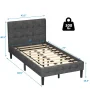 Gray Twin Upholstered Bed Frame Button Tufted Headboard Mattress Foundation - Image 4