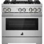 JennAir - 36 in. Wide 4 Burner RISE 5.1 Cu. Ft. Self-Cleaning Freestanding Dual Fuel Convection Range - Stainless Steel - Image 1
