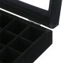 Sky Piea 24 Grid Velvet Glass Jewelry Box Jewellery Organiser Earring Ring Storage Holder Case Box (Black) - Image 2