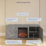 BELLEZE 58" Farmhouse TV Stand Media Entertainment Center For TVs up to 65" with 18" Fireplace - Hilo (Gray Wash) - Image 3