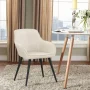 Andeworld Faux Leather Accent Chair Arm Chairs Living Room Chairs Leisures Chair Upholstered Chair with Metal Legs Set of 2 for Home Kitchen Office Bistro Cafe, Brown - Image 2