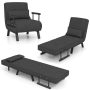 Gray Folding 6 Position Convertible Sleeper Bed Armchair Lounge Couch with Pillow - Image 3