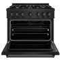 ZLINE - 36 in. Wide 6 Burner 5.2 cu. ft.  Classic Dual Fuel Freestanding Range with  Convection Oven - Black Stainless Steel - Image 2
