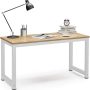 Tribesigns Computer Desk, 55 inch Large Office Desk Computer Table Study Writing Desk for Home Office, Walnut + White Leg - Image 5