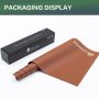 Glowworm Oversized Large Desk Pad Extended 47in*23in Light Brown Waterproof Smooth PU Leather Extra Large Mouse Pad Stitched Edges Non-Slip Base Big Desk Mat Large Pad On Desktop Leather Table Mat - Image 6