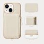 ZVE Wallet Case for iPhone 13 6.1'', Zipper Wallet Case with Credit Card with Wrist Strap, Protective Handbag Purse Leather Case Beige - Image 5