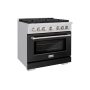 ZLINE - 36 in. Wide 6 Burner 5.2 cu. ft.  Paramount Dual Fuel Freestanding Range with  Convection Oven - Satin Steel/Black Matte - Image 3