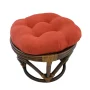 Rattan Ottoman with Micro Suede Cushion -Spice (Red) - Image 5