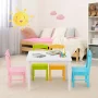 Costway 5 Piece Kids Wood Table Chair Set Activity Toddler Playroom Furniture Colorful - Image 4