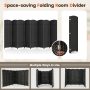 8-Panel Folding Room Divider with Hand-Woven Texture and Solid Wood Frame - Image 6