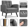 Alden Design Modern Tufted Accent Arm Chair with Rubber Wood Leg for Living Room, Dark Gray - Image 4