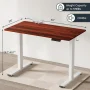 FLEXISPOT 55" x 28" Home Office Electric Height Adjustable Standing Desk Memory Programmable Presets Computer Desk White and Mahogany - Image 2