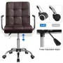 Alden Design Modern Faux Leather Adjustable Swivel Office Chair with Wheels, Espresso - Image 2