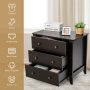 3 Drawer Dresser Chest of Drawers Bedside Table - Dark Brown - Image 2