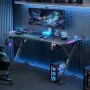 HLDIRECT 47 inch Gaming Desk with LED, Ergonomic Game Table, Computer Desk for Adults, Black - Image 2
