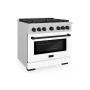 ZLINE - 36 in. Wide 6 Burner 5.2 cu. ft. Autograph Paramount Dual Fuel Freestanding Range with White and Black Accents - White - Image 3