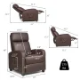 Costway Spring PU leather for Home Theater Adjustable Recliners with Padded Seat, Brown - Image 3