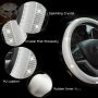 New Diamond Leather Steering Wheel Cover with Bling Bling Crystal Rhinestones, Universal Fit 15 Inch Car Wheel Protector for Women Girls Silver - Image 4