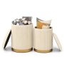 Golden Velvet/Linen Fabric Storage Ottoman Set of 2 - Image 3
