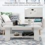 Large 41 Inch 2-tier Wooden Modern Coffee Table with Storage Shelf - White - Image 5