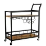 Lacoo Bar Cart Gold, Home Bar Serving Cart, Wine Cart with 2 Shelves, Wine Holders, Glass Holders, for Kitchen, Dining Room, Gold - Image 6