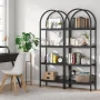 Tribesigns 70.8" Industrial Wood Bookcase, 4-Shelf Open Bookshelf Storage Shelves, Set of 2, Black - Image 6