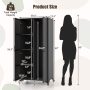 62 Inch Wicker Wardrobe with 2 Doors PE Rattan Closet with Hanging Rod - Black - Image 4