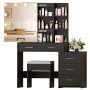 Ktaxon Lighted Makeup Vanity Table Set, Dressing Table with Sliding Mirror, Vanity Desk , White - Image 4