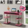 Pemberly Row Contemporary Wood Student Desk with Charging Station in Pink - Image 2
