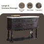 Arlethe 48"L 4-Drawer Server with Natural Marble Top in White and Weathered Espresso - Image 4