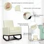 Beige 2-in-1 Fabric Upholstered Rocking Chair with Waist Pillow - Image 6