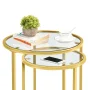 Alden Design Round Iron Nesting Tables for Living Room, Gold/Clear, Set of 2 - Gold - Image 6