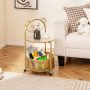 Golden Modern Sofa Side Table on Lockable Wheels for Living Room Bedroom Study - Image 2