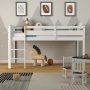 Wooden Twin Low Loft Bunk Bed with Guard Rail and Ladder - Image 2