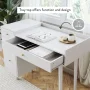 Daisy White and Gold Makeup Desk with 4-Drawers and Brass Accent Knobs Vanity Table - Image 4