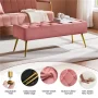 Alden Design Modern Ottoman Velvet Footstool Bench for Bedroom, Pink - Image 6