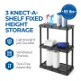 Gracious Living 3 Shelf Knect-A-Shelf Solid Light Duty Storage Unit 24 x 12 x 33", Black (2 Pack) - Image 2