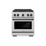 ZLINE - 30 in. Wide 4 Burner 4.2 cu. ft. Autograph Paramount Dual Fuel Freestanding Satin Steel Range with Black Accents - Stainless Steel - Image 1