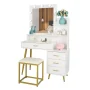 Ktaxon Vanity Table Set with Lighted Mirror, Makeup Table with 4 Drawers, Dressing Vanity Tables, Dresser Desk for Girls, Women, White - Image 6