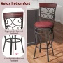Costway Set of 2 Vintage Bar Stools Swivel Padded Seat 30'' Bistro Dining Kitchen Pub Chair High Back - Image 6