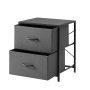 Mainstays 2 Drawer Fabric Nightstand, Grey Finish - Image 5