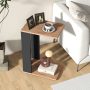 2-Tier C-Shaped Side Table with Universal Wheels and Shelf - Image 5